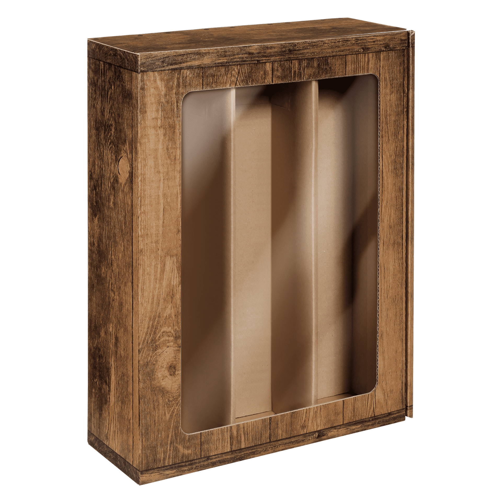 Präsentkarton mit Sichtfenster - Passepartout Vintage - 3 x 0,75 l