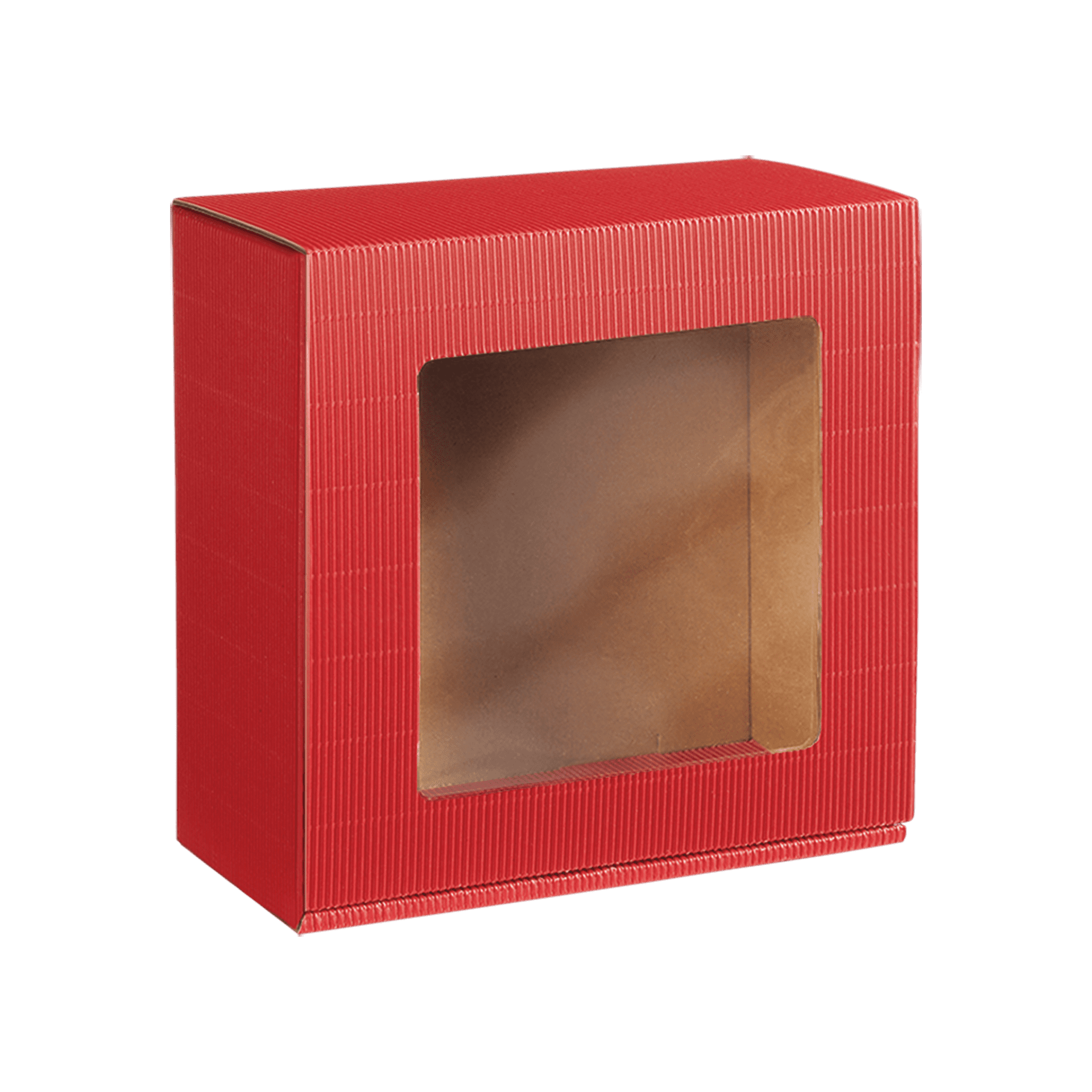 Geschenkbox mit Sichtfenster - Rot - mittel