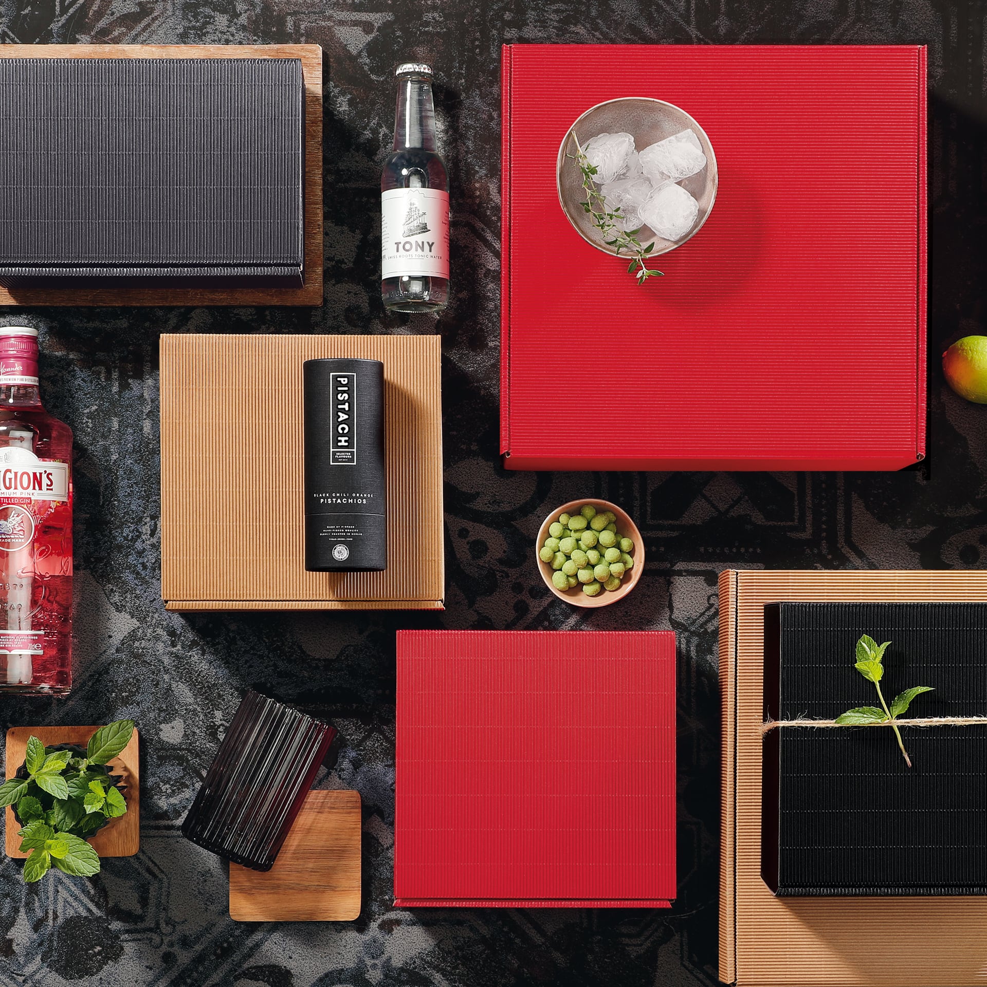 Geschenkboxen Offene Welle Arrangement