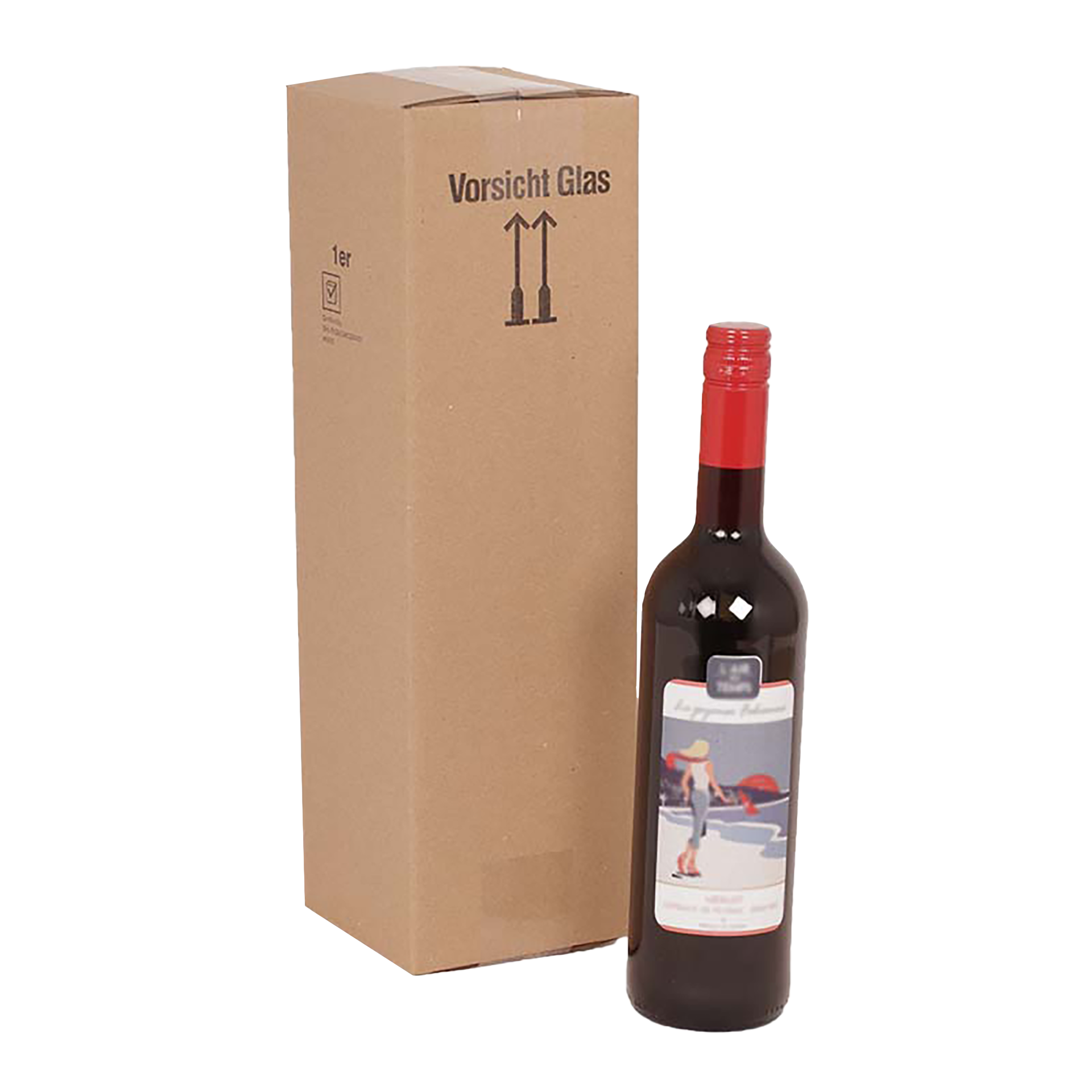 1er Flaschenversandkarton - 0,75 - 1 L - mit Gefache -