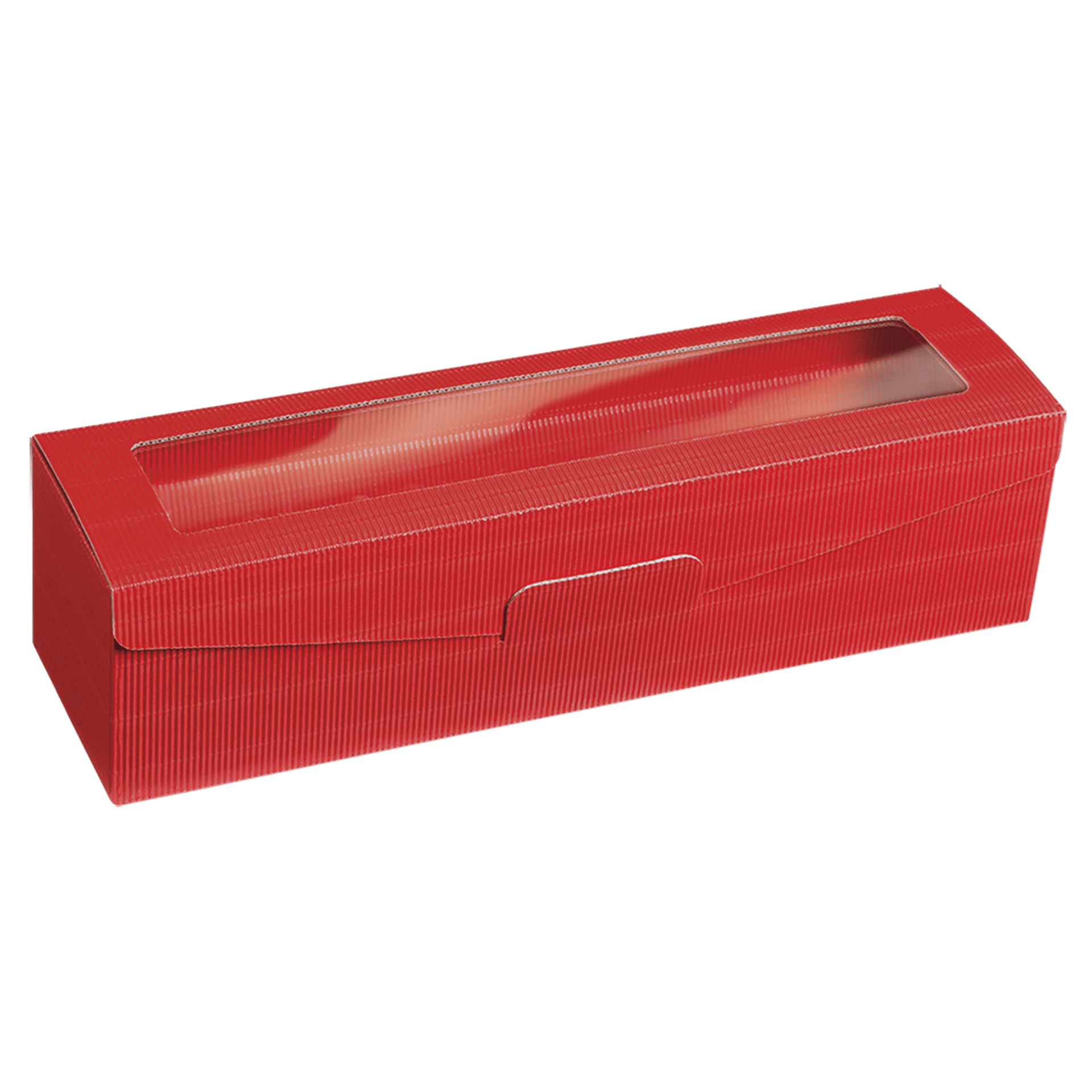 Präsentkarton mit Sichtfenster - Passepartout Rot - 1 x 0,75 l