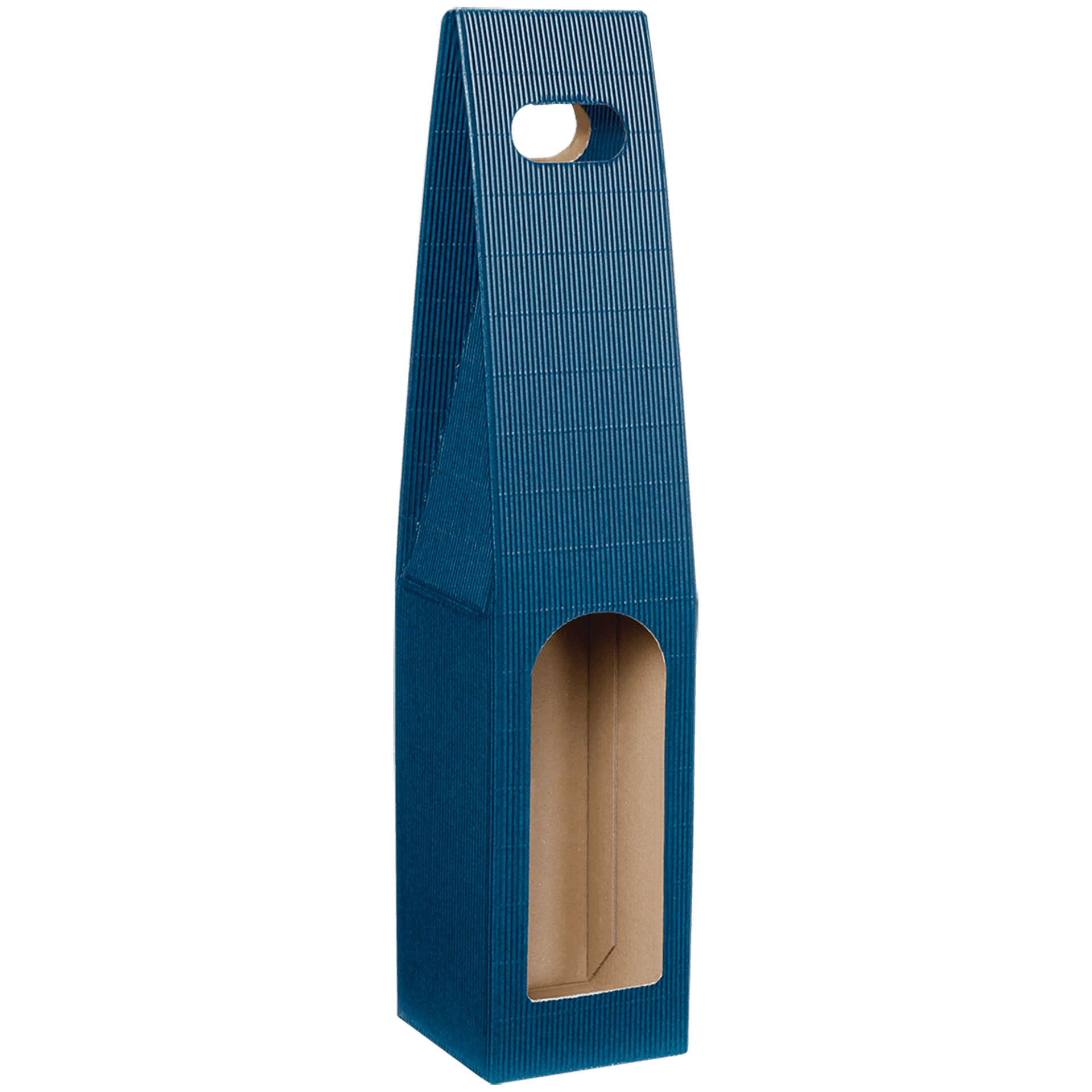 Tragekarton mit Sichtfenster - Saphirblau - 1 x 0,75 l / 1,0 l