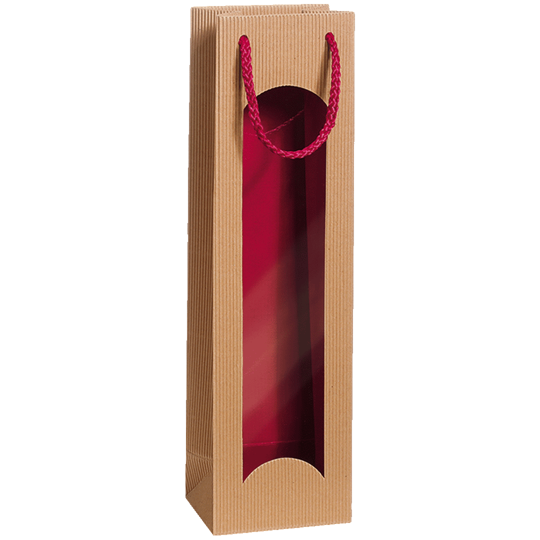 Geschenktüte - Natura/Bordeaux - 1 x 0,75 l / 1,0 l